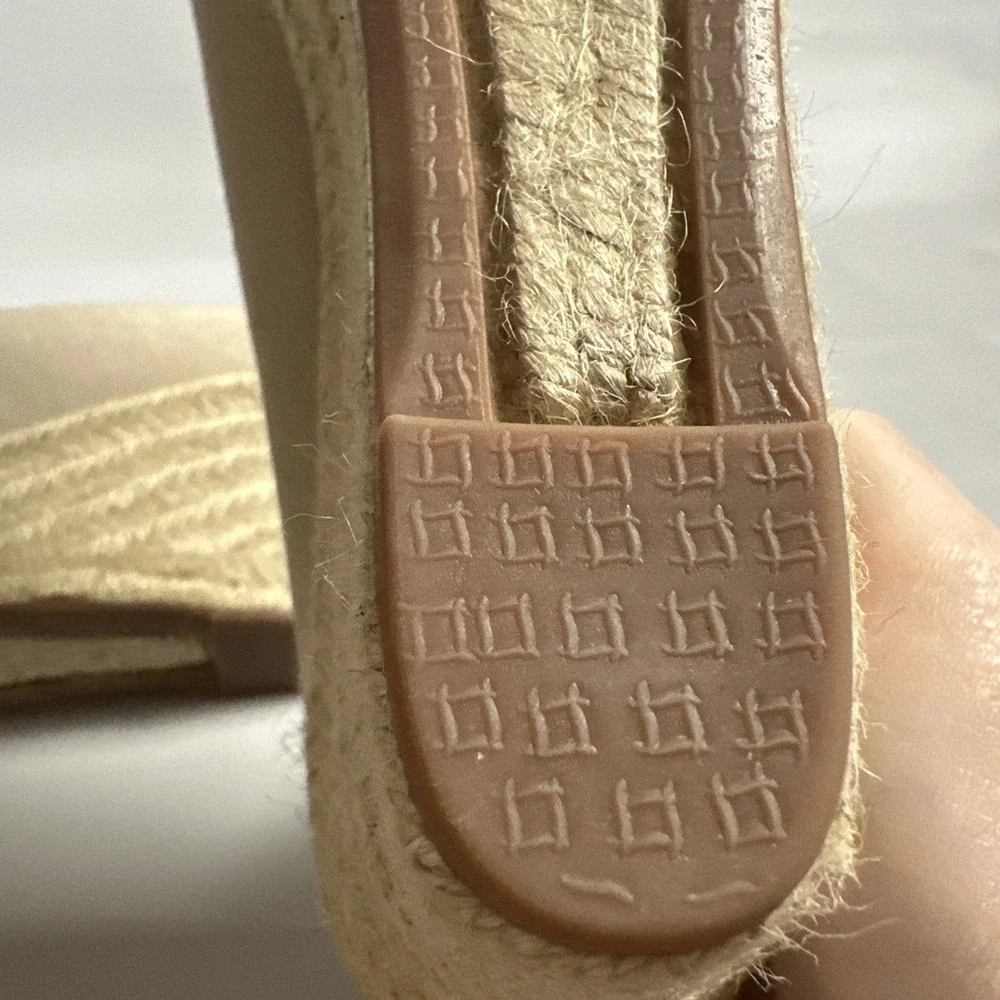 Coastal Grandma Espadrille Wedge Canvas Pumps Neutral J.Crew Size 8 Boho Resort